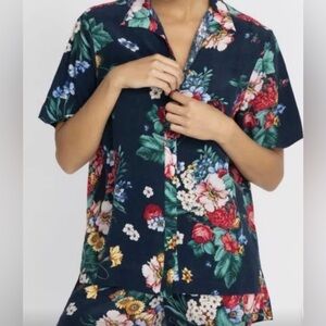 Johnny Was Floral Pajama Set - Navy and Multicolor
